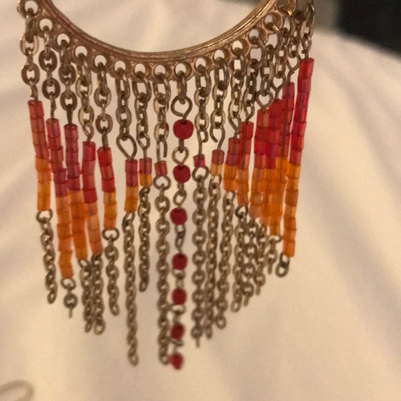 Gold Pink and Orange Bohemian Rhapsody Earrings - Picture 5 of 6